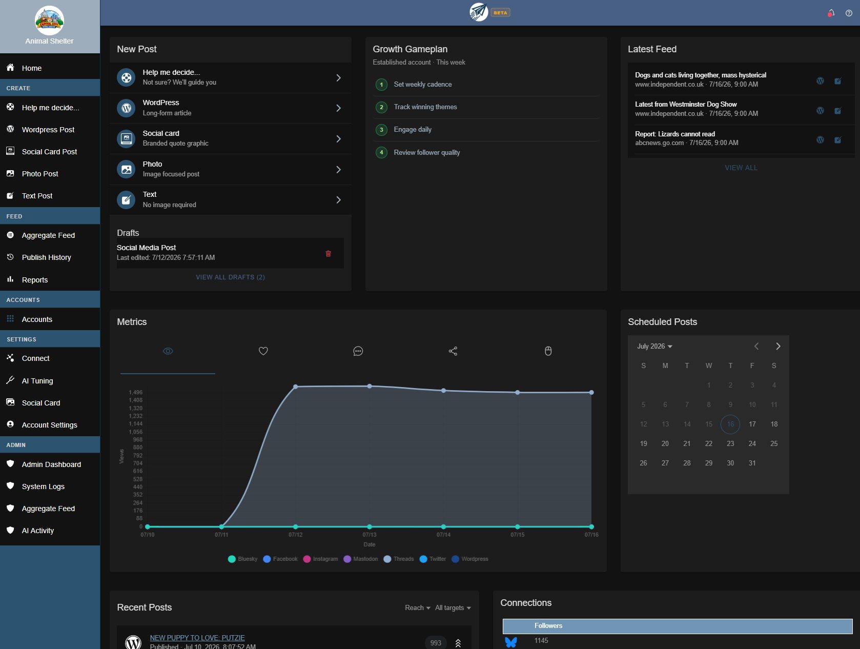 social-dash dashboard overview